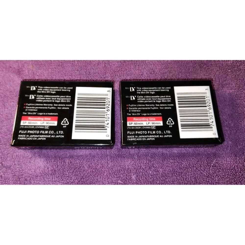 Lot of 2 Fujifilm DVC Mini DV Digital Video Cassette Tapes 60 min/90 Min LP NEW